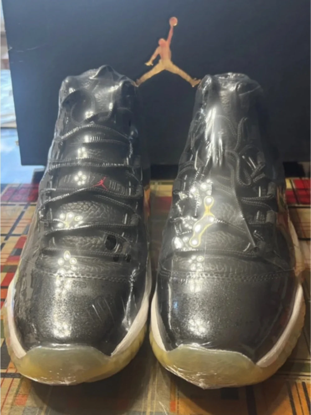 Jordan Black and Yellow Retro High-Top Sneakers